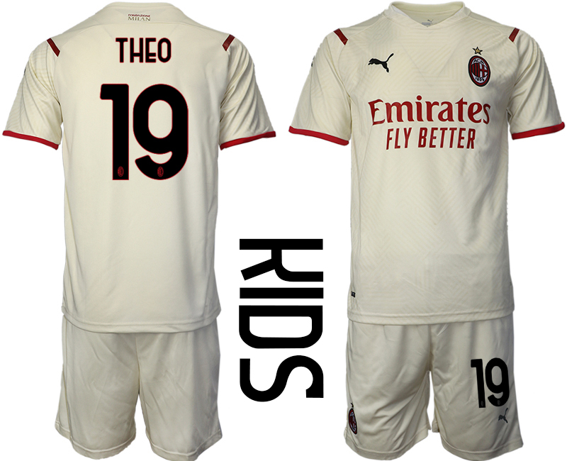 Youth 2021-2022 Club AC Milan away cream #19 Soccer Jersey